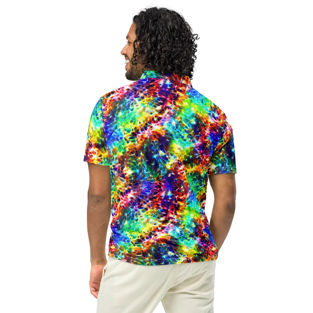 Rainbow Static on Men's Slim Fit Polo Shirt — Back
