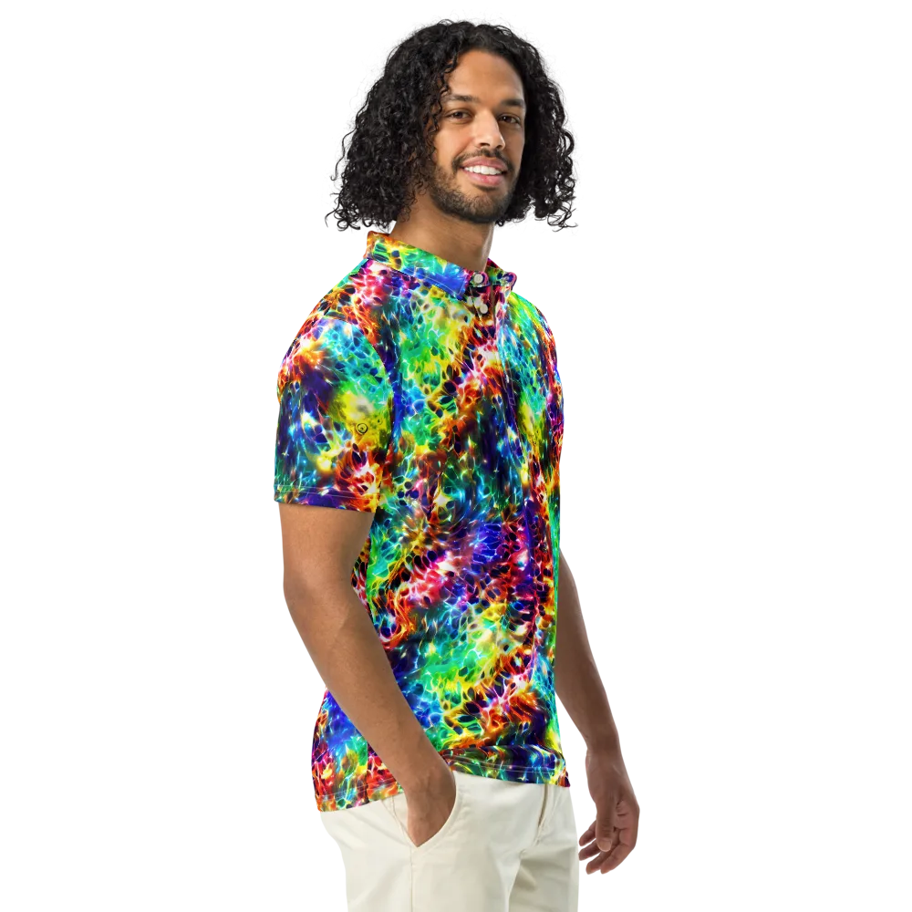 Rainbow Static on Men's Slim Fit Polo Shirt — Right Front