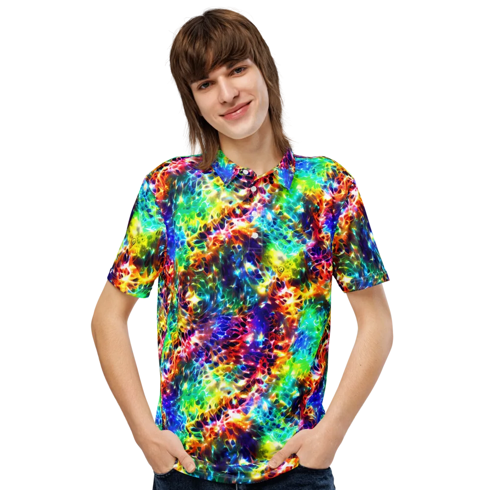 Rainbow Static on Men's Slim Fit Polo Shirt — Front