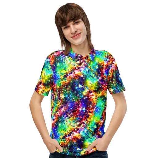 Rainbow Static on a Men's Slim Fit Polo Shirt