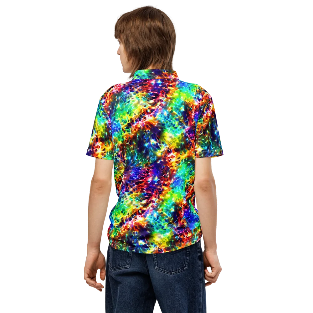Rainbow Static on Men's Slim Fit Polo Shirt — Back