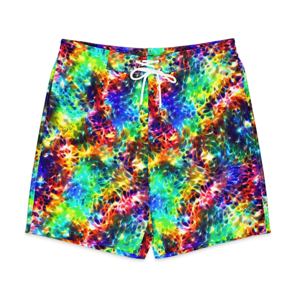 Rainbow Static on Men's Board Shorts — Front