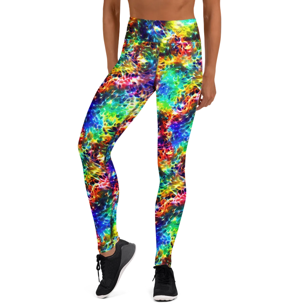 Rainbow Static on Yoga Leggings — Front