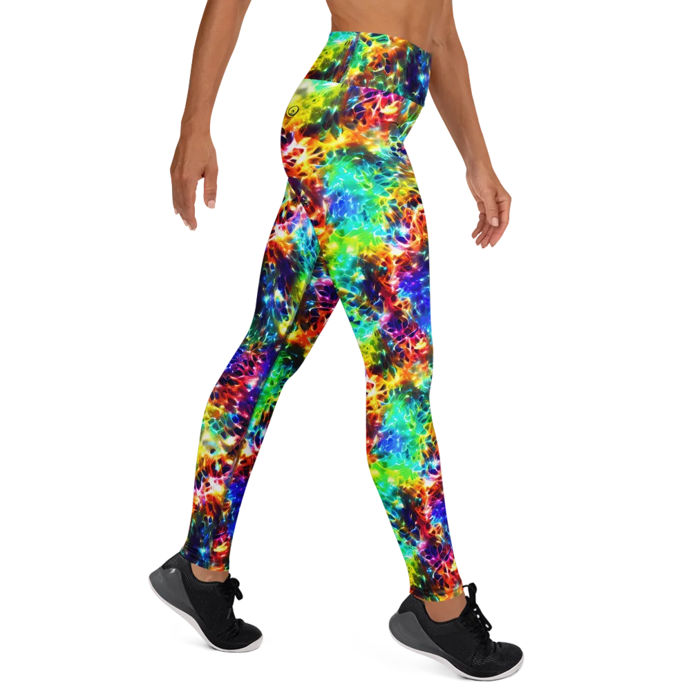Rainbow Static on Yoga Leggings — Right