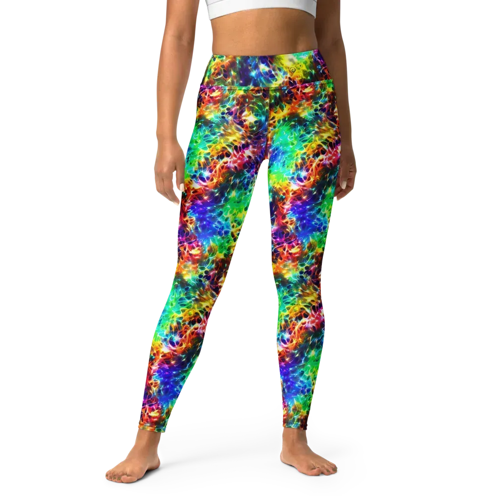 Rainbow Static on Yoga Leggings — Front