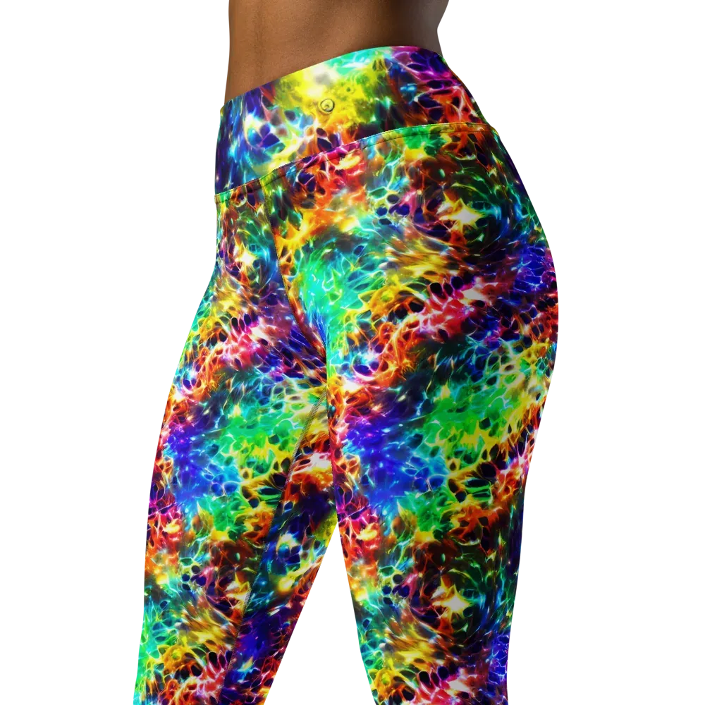Rainbow Static on Yoga Leggings — Left Front