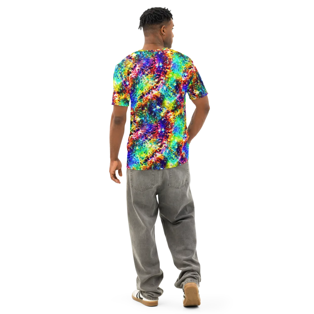 Rainbow Static on Men's Cotton Crew Neck T-Shirt — Back