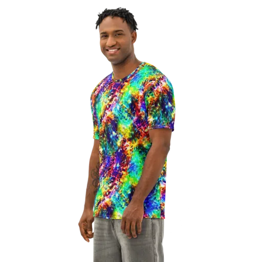 Rainbow Static on a Men's Cotton Crew Neck T-Shirt