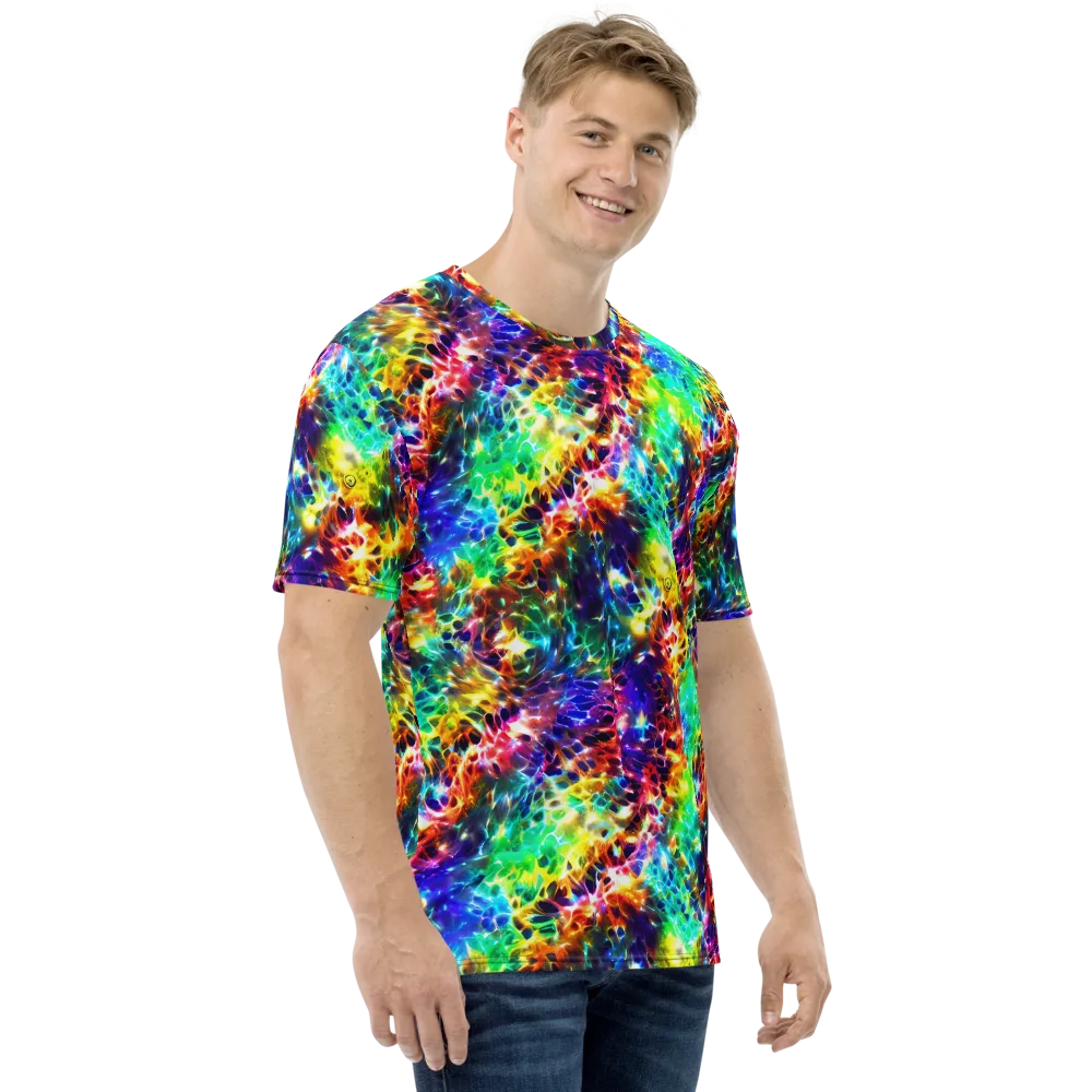 Rainbow Static on Men's Crew Neck T-Shirt — Right