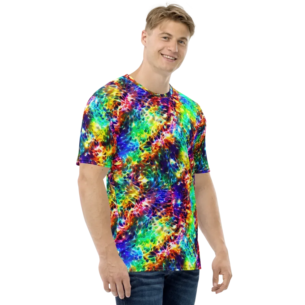Rainbow Static on Men's Crew Neck T-Shirt — Right