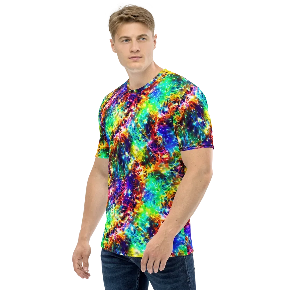 Rainbow Static on Men's Crew Neck T-Shirt — Left
