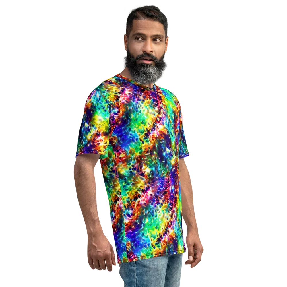 Rainbow Static on Men's Crew Neck T-Shirt — Right
