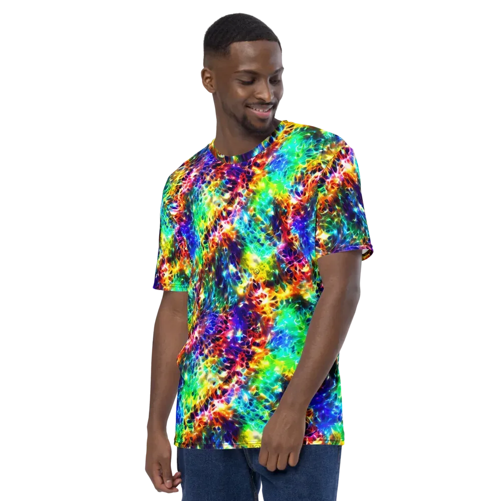 Rainbow Static on Men's Crew Neck T-Shirt — Left