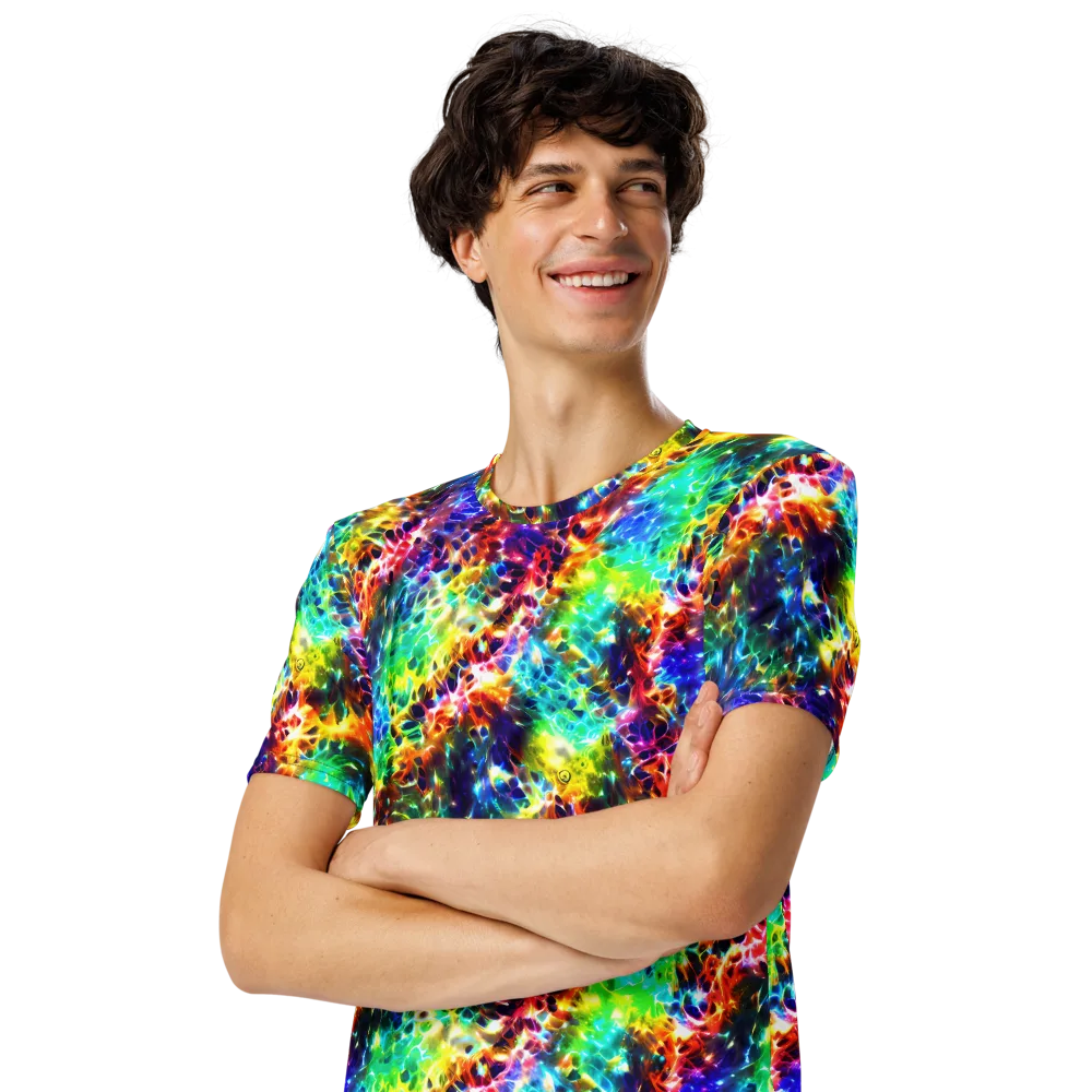 Rainbow Static on Men's Crew Neck T-Shirt — Left Front
