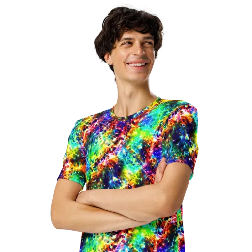 Rainbow Static on a Men's Crew Neck T-Shirt