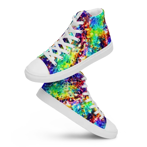 Rainbow Static on a Men's High Top Canvas Shoes