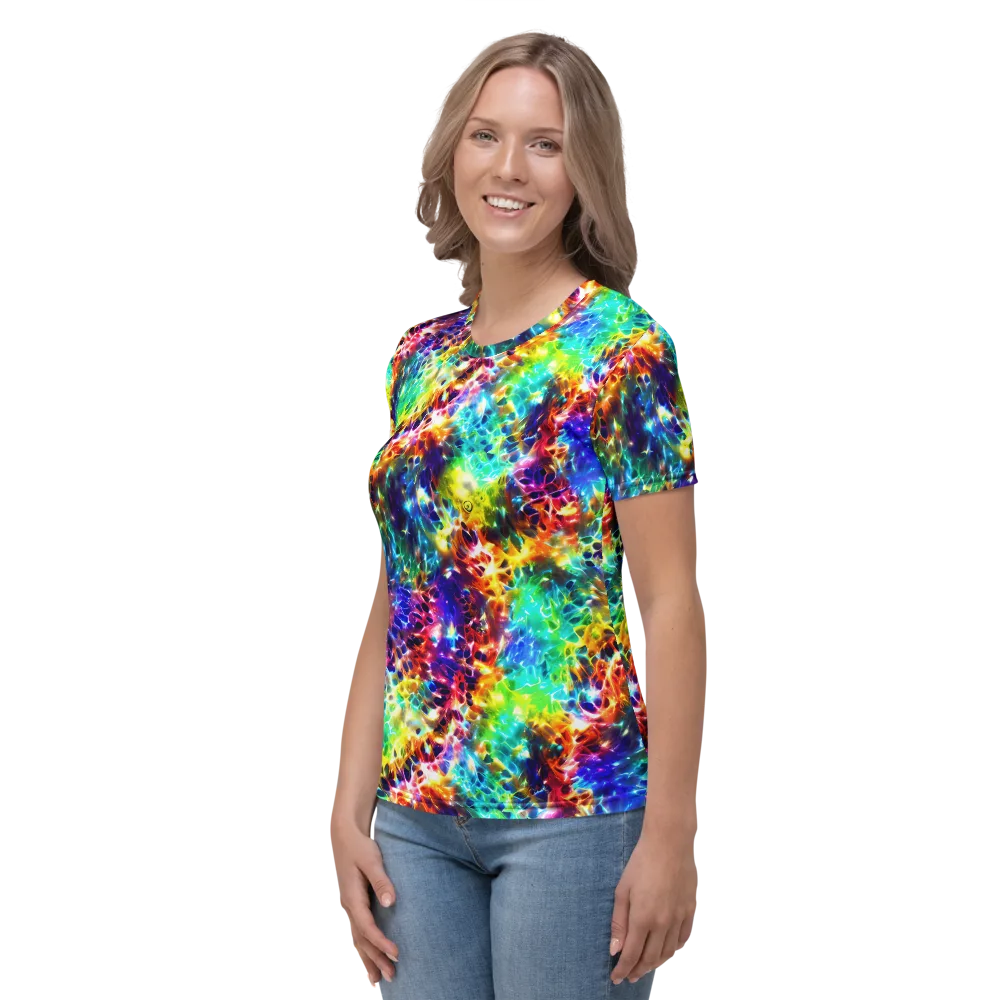 Rainbow Static on Women's Crew Neck T-Shirt — Left