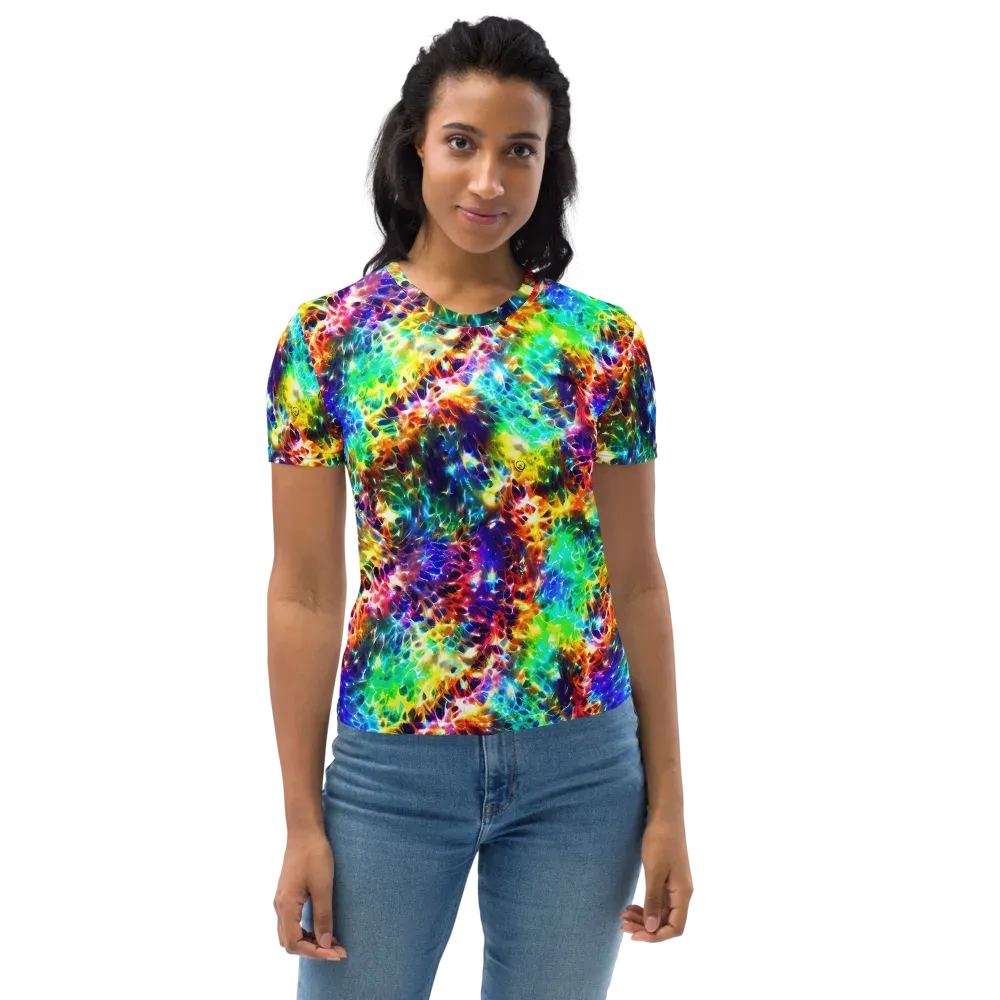 Rainbow Static on Women's Crew Neck T-Shirt — Front