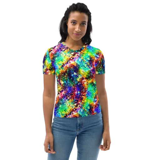 Rainbow Static on a Women's Crew Neck T-Shirt