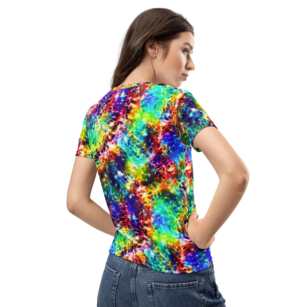 Rainbow Static on Women's Crew Neck T-Shirt — Back