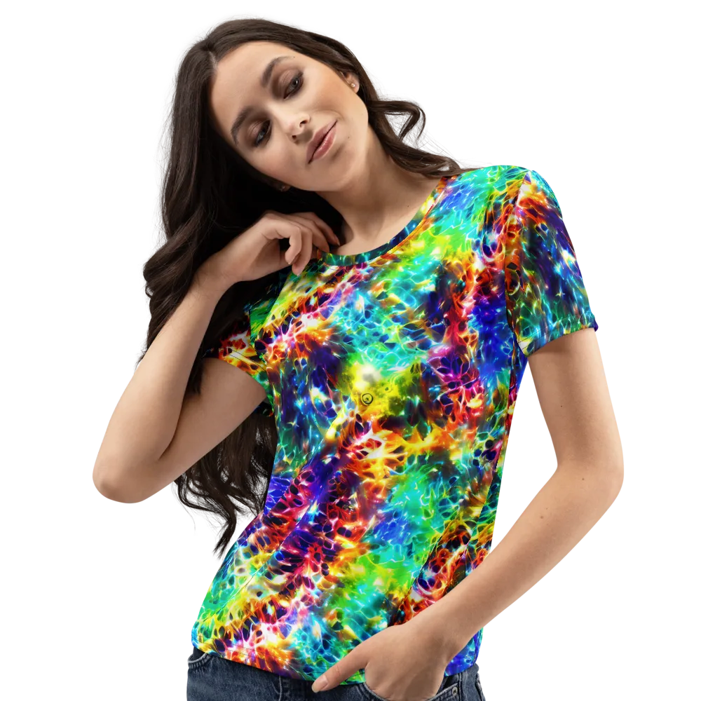 Rainbow Static on Women's Crew Neck T-Shirt — Left Front
