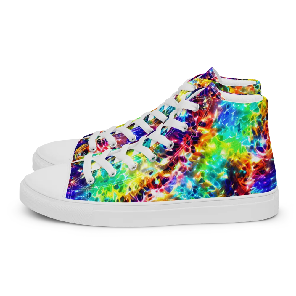 Rainbow Static on Women's High Top Canvas Shoes — Left