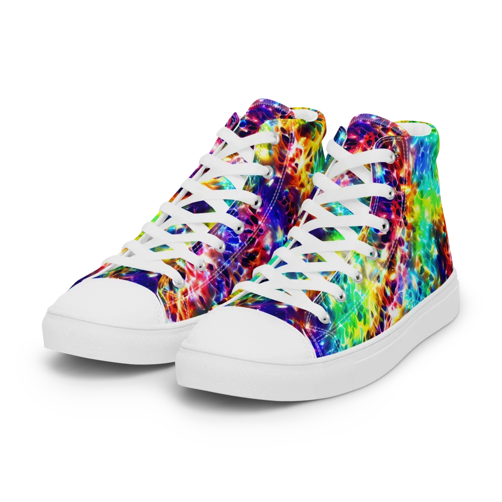 Rainbow Static on Women's High Top Canvas Shoes — Left Front