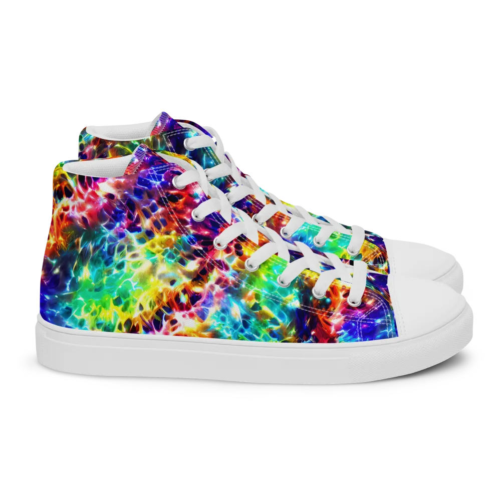 Rainbow Static on Women's High Top Canvas Shoes — Right