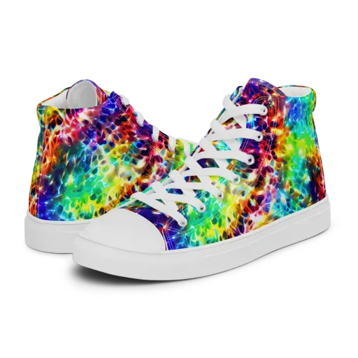 Rainbow Static on a Women's High Top Canvas Shoes