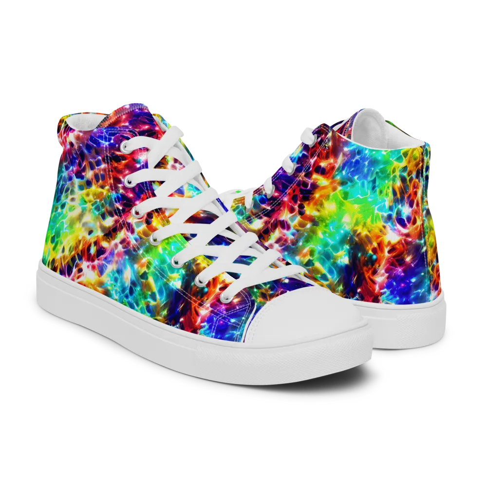 Rainbow Static on Women's High Top Canvas Shoes — Right