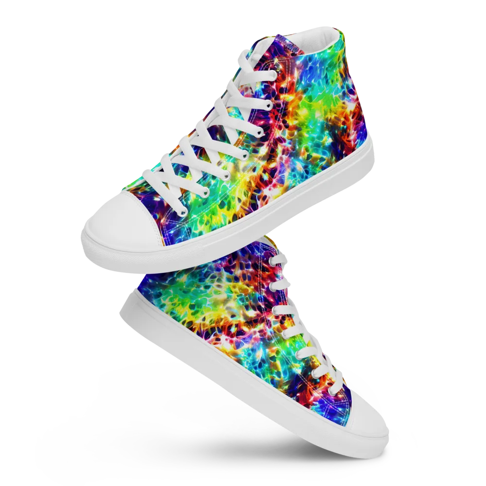 Rainbow Static on Women's High Top Canvas Shoes — Front