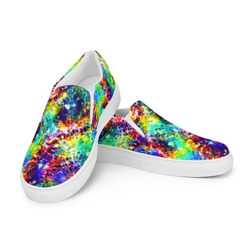Rainbow Static on a Men's Slip-On Canvas Shoes