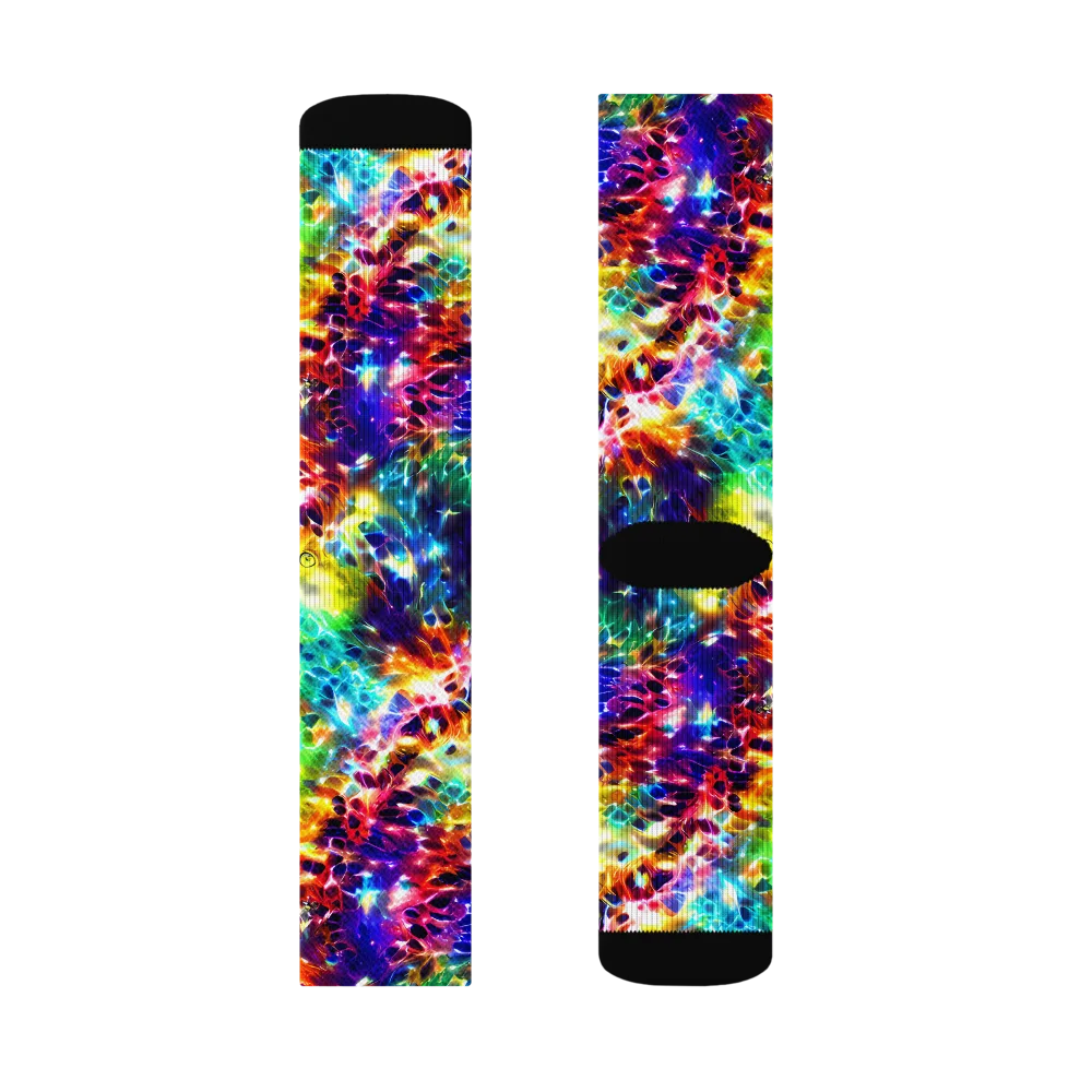 Rainbow Static on Socks — Left Sock