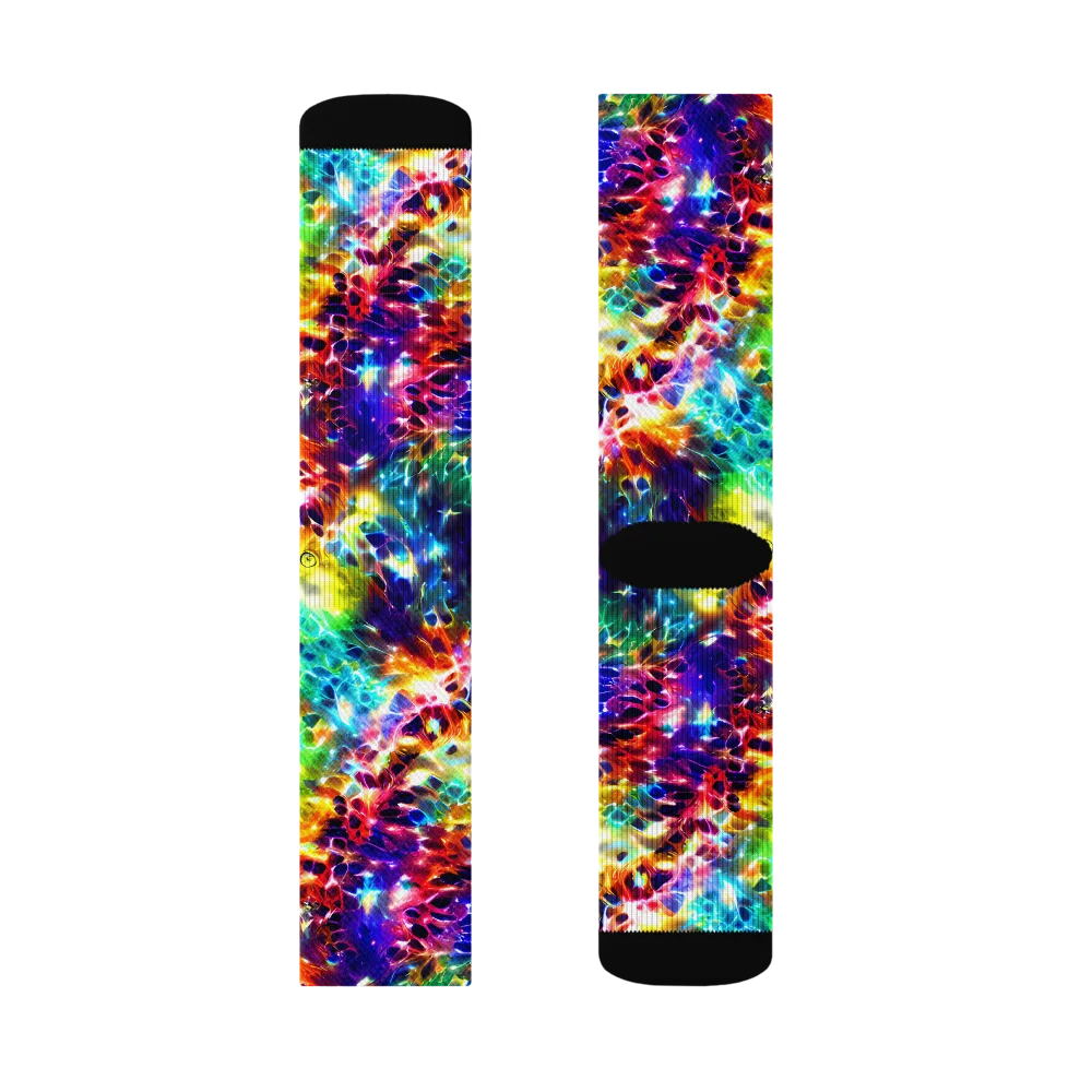 Rainbow Static on Socks — Right Sock