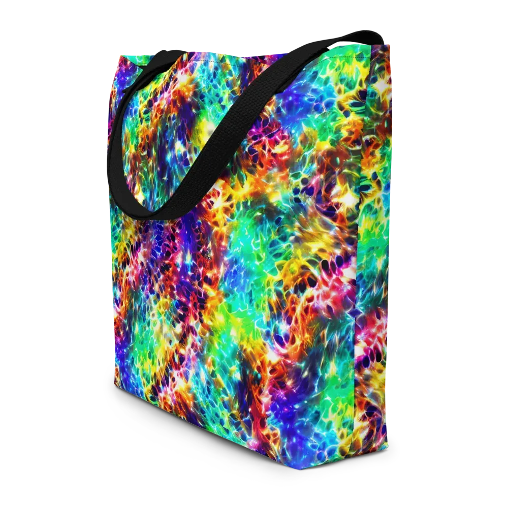 Rainbow Static on Large Tote Bag W/ Pocket — Front