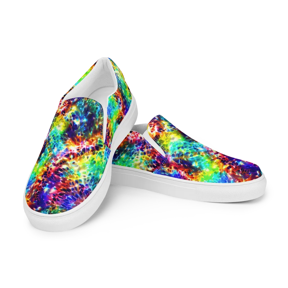 Rainbow Static on Women's Slip-On Canvas Shoes — Left Front