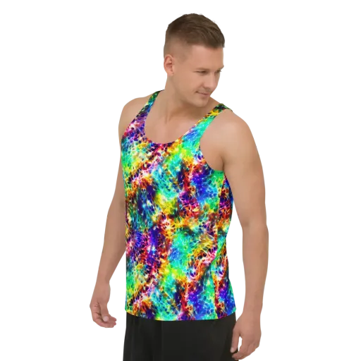 Rainbow Static on a Men's Tank Top