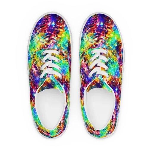 Rainbow Static on a Men's Lace-Up Canvas Shoes