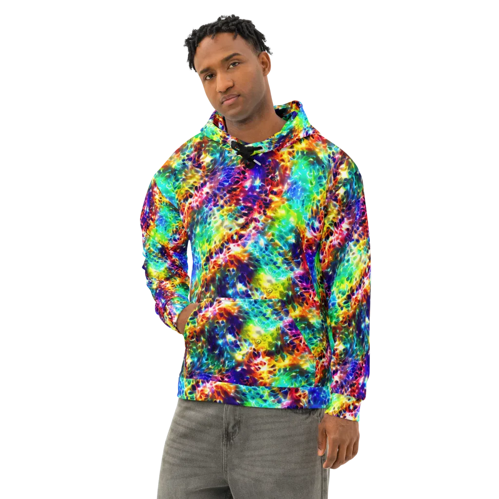 Rainbow Static on Cotton Hoodie — Left Front