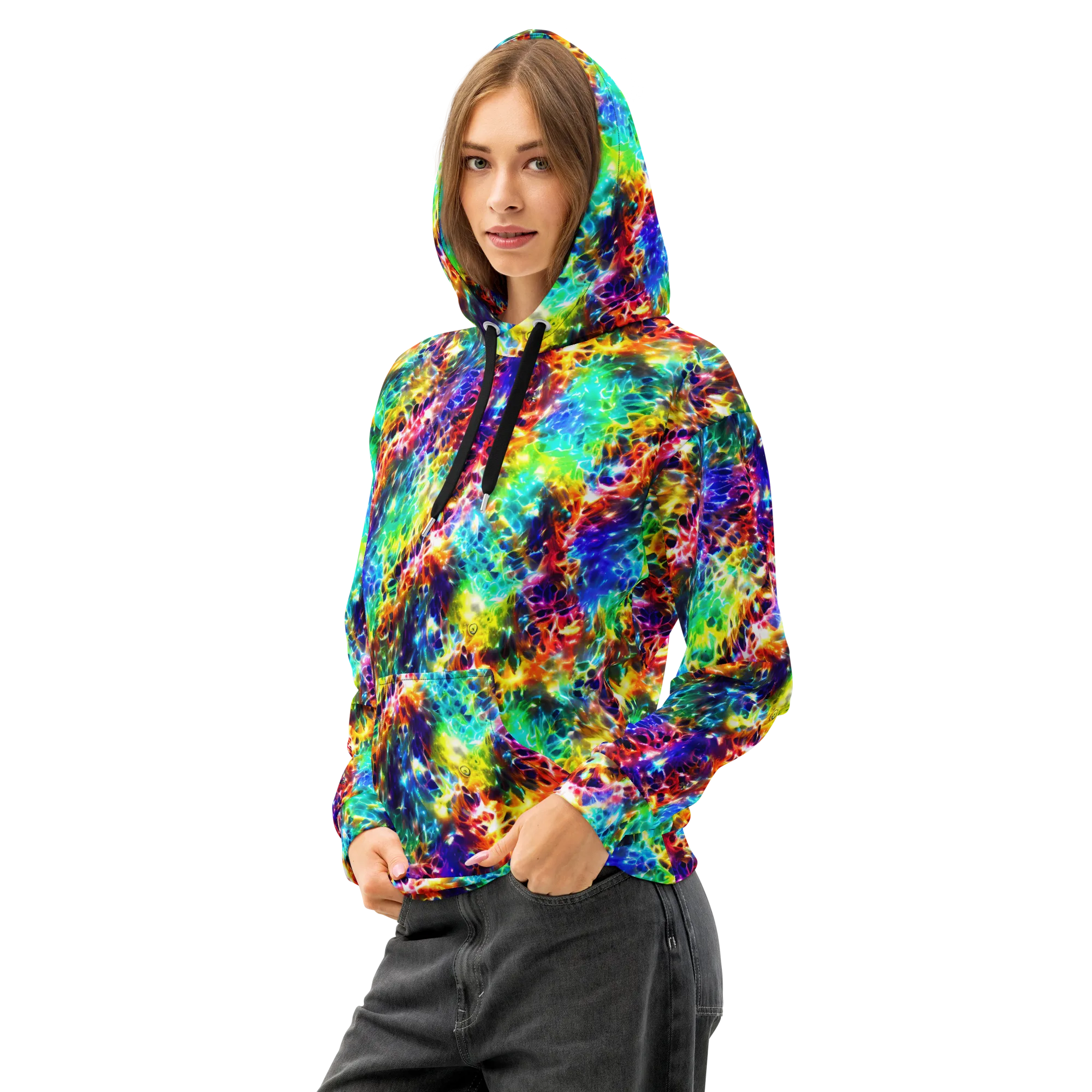 Rainbow Static on Cotton Hoodie — Left Front