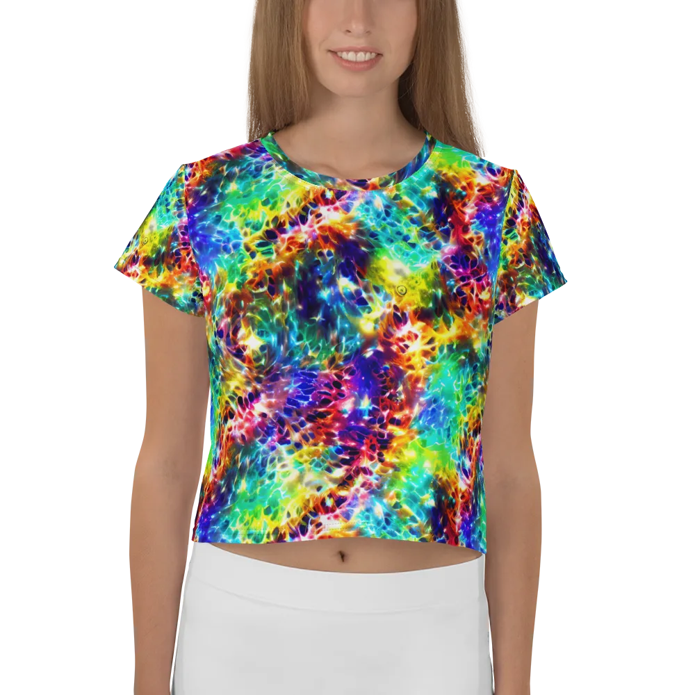 Rainbow Static on Crop Tee — Front