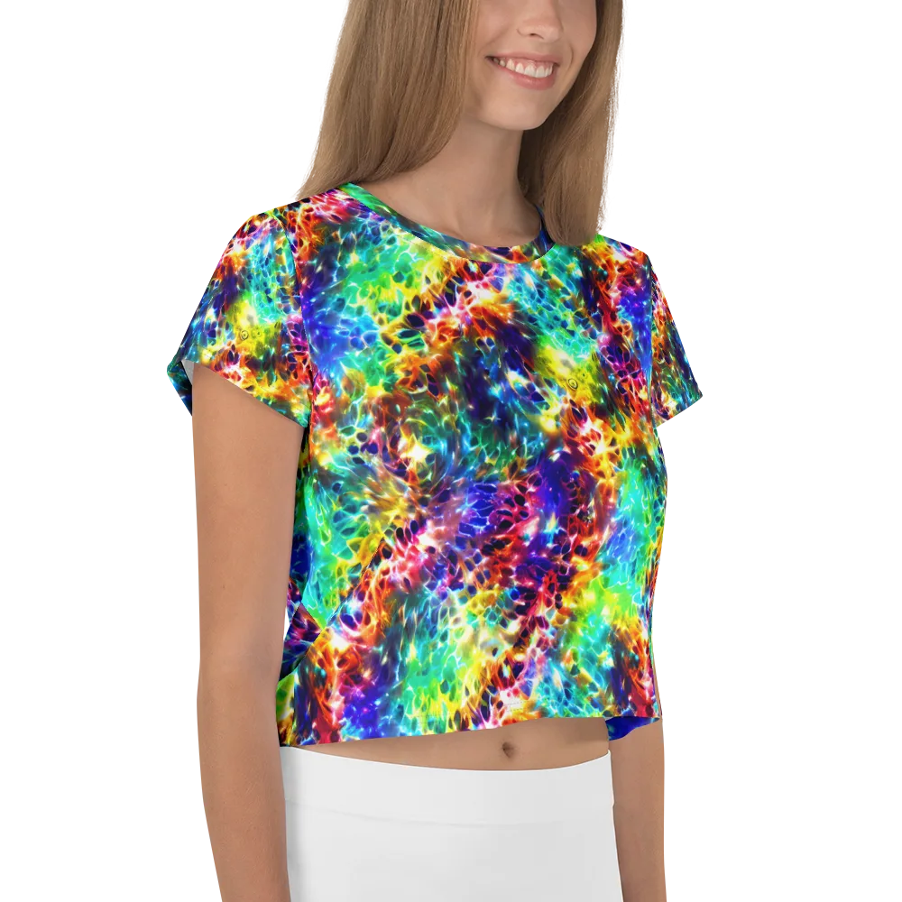Rainbow Static on Crop Tee — Right