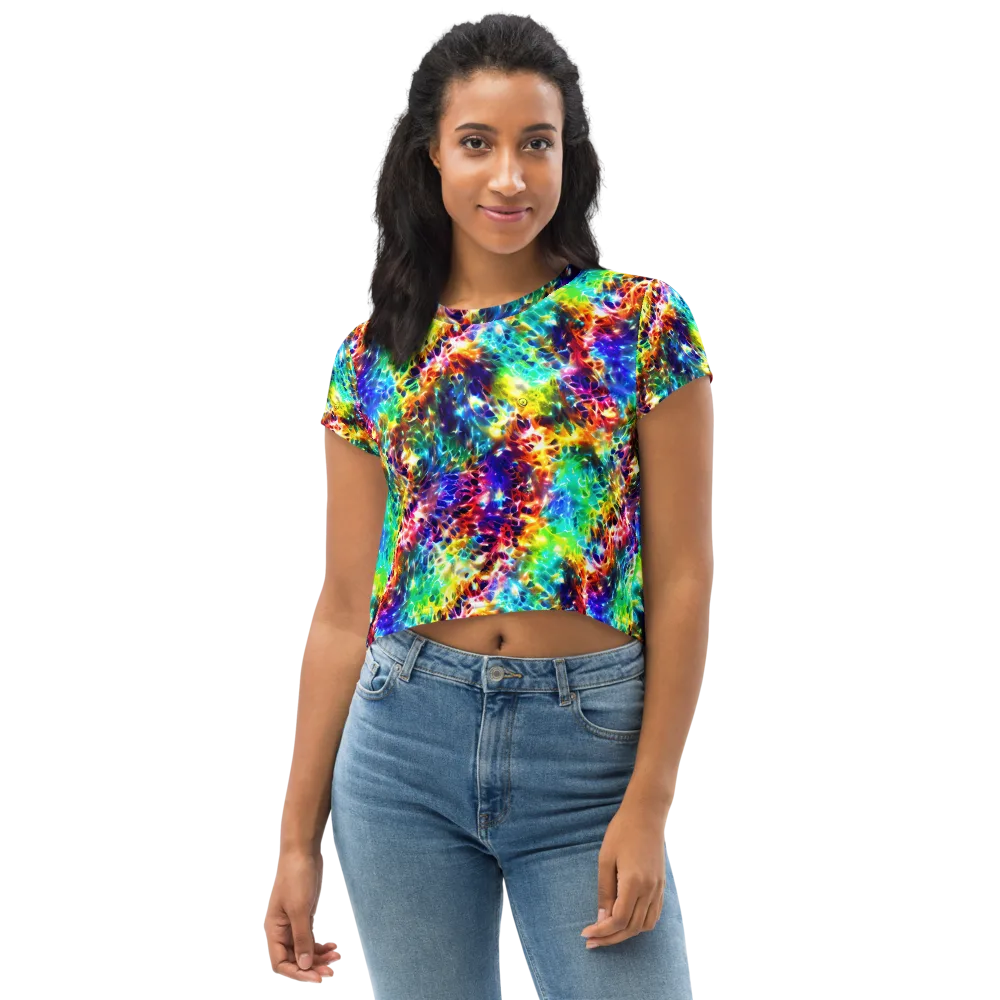 Rainbow Static on Crop Tee — Front