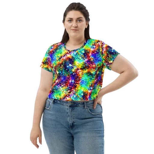 Rainbow Static on a Crop Tee