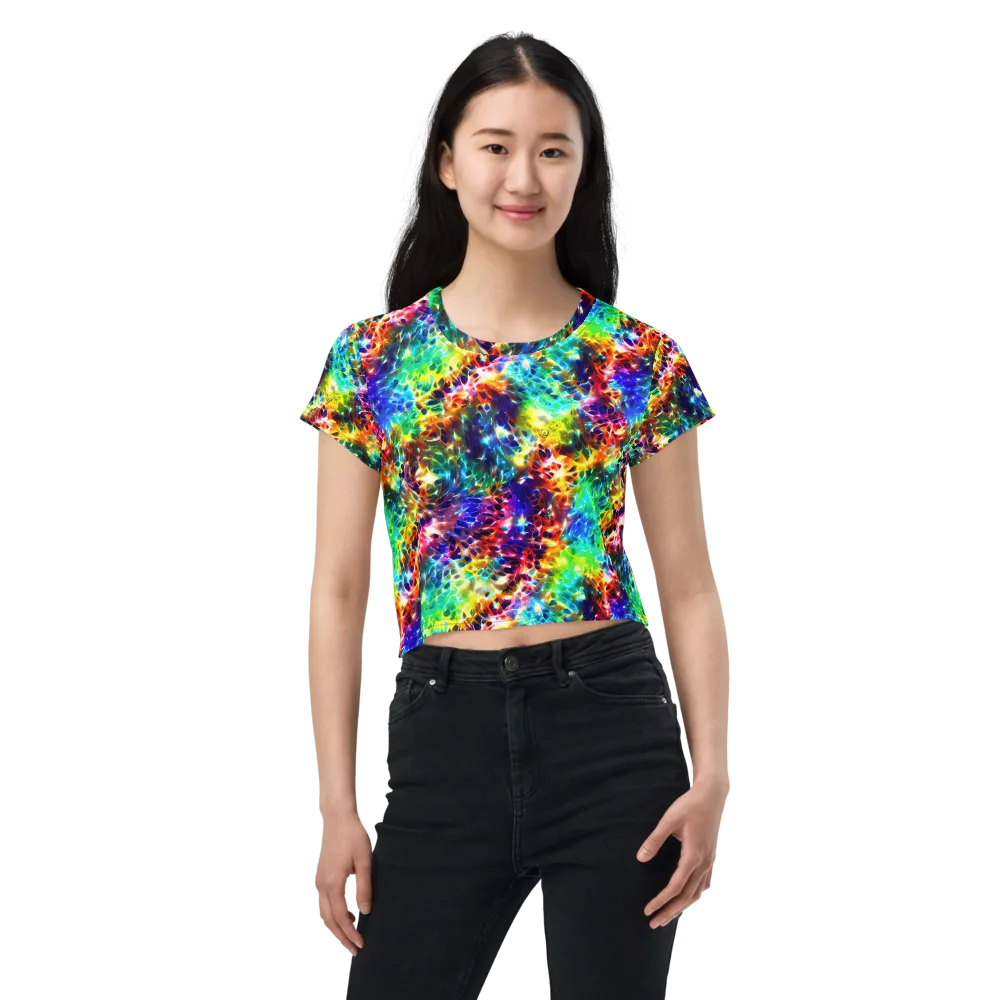 Rainbow Static on Crop Tee — Front