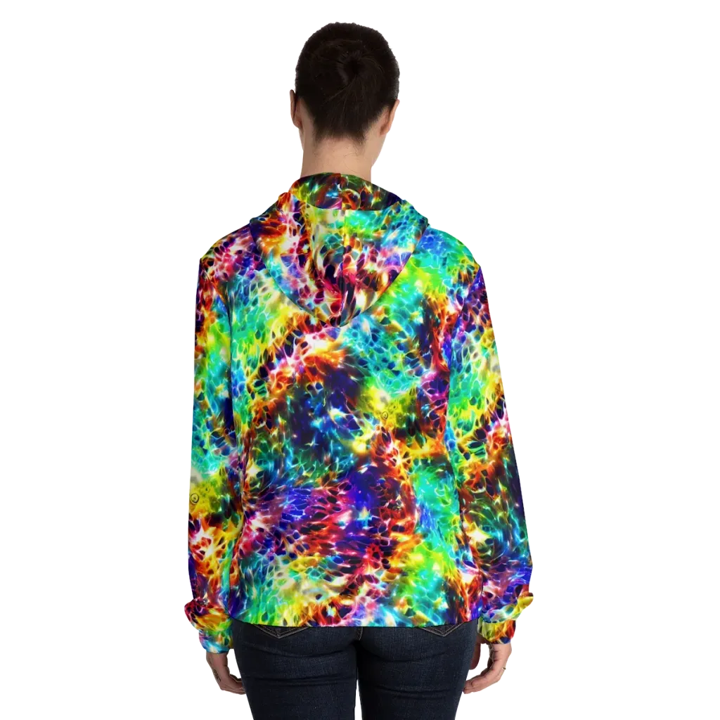Rainbow Static on Women's Full-Zip Hoodie — Back On Person