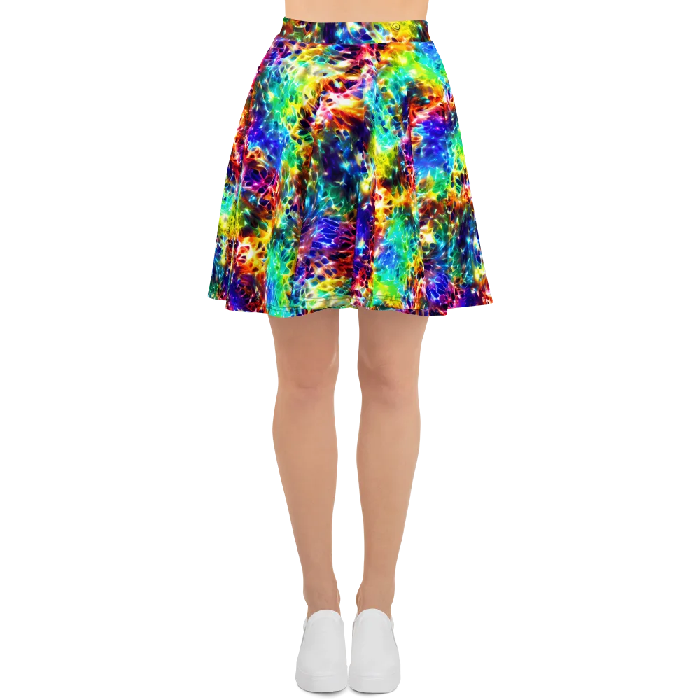 Rainbow Static on Skater Skirt — Front