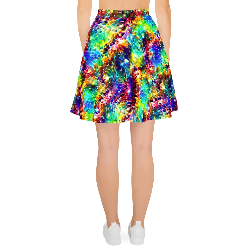 Rainbow Static on Skater Skirt — Back
