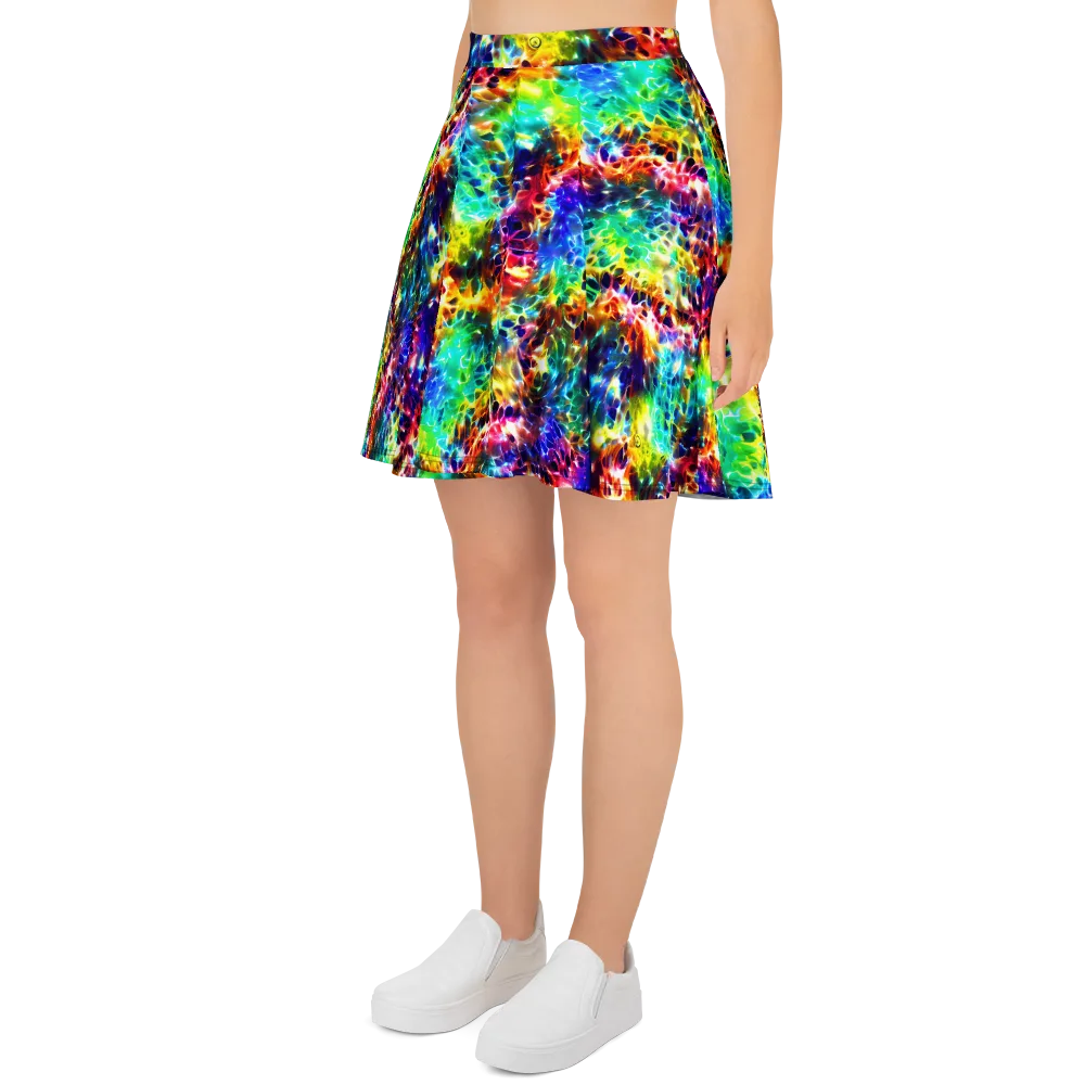 Rainbow Static on Skater Skirt — Left