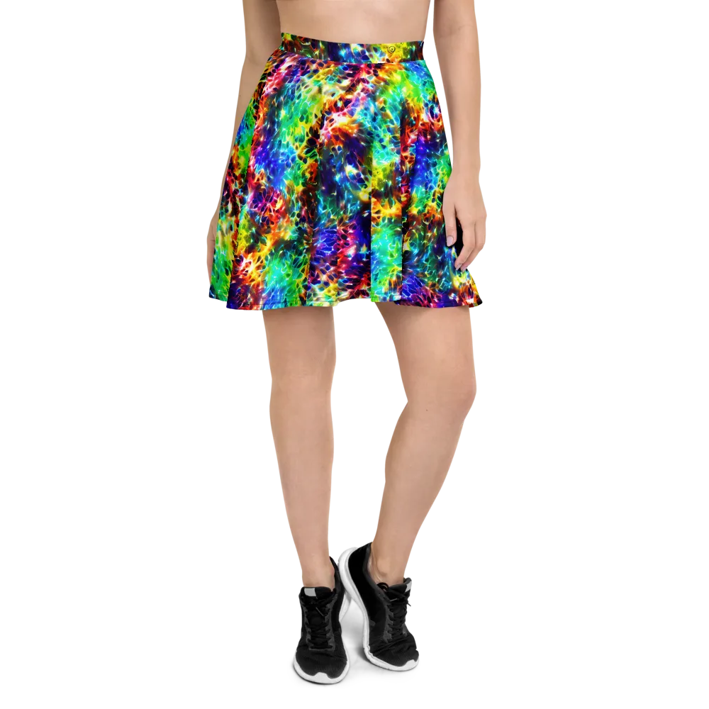 Rainbow Static on Skater Skirt — Front